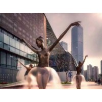阜阳铜人物雕塑 芭蕾舞蹈喷水人物雕塑 广场艺术水景摆件